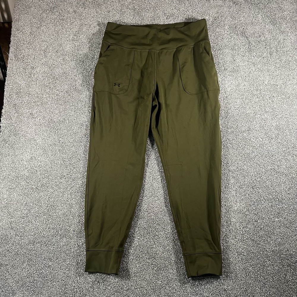 Under Armour Women’s Olive Fitted Jogger Athletic Leggings Cargo Pockets XL